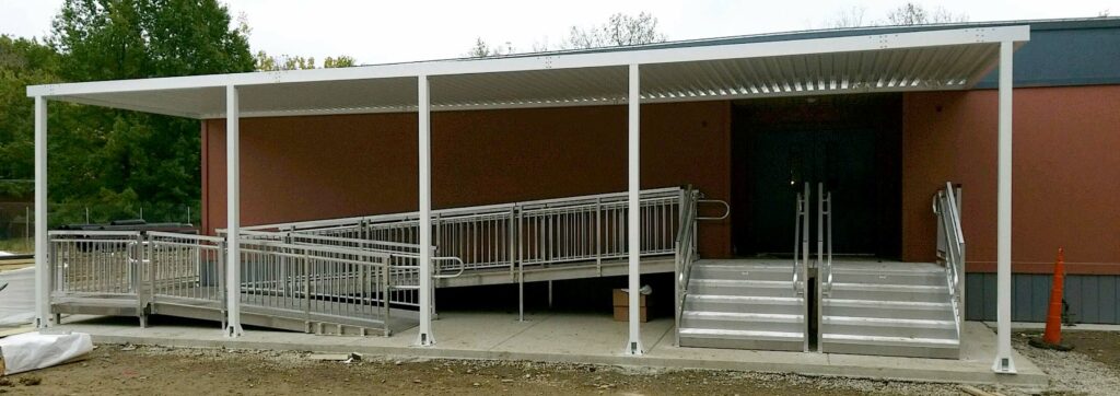 Wheelchair Ramp and Two Modular Stairs with Canopy