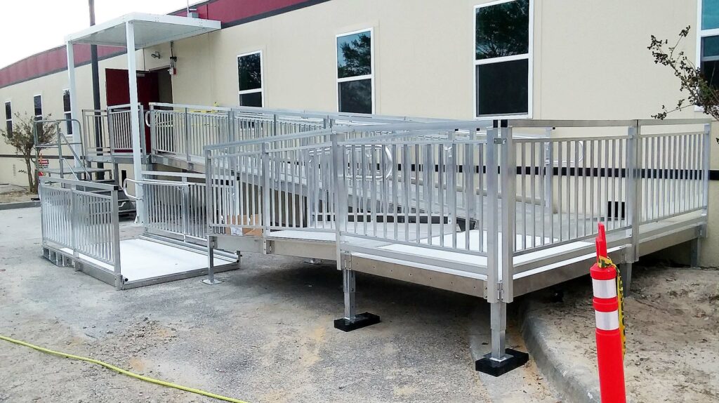 Switchback Ramp and Doorway Canopy Install for Modular Building in Hurlburt, AFB