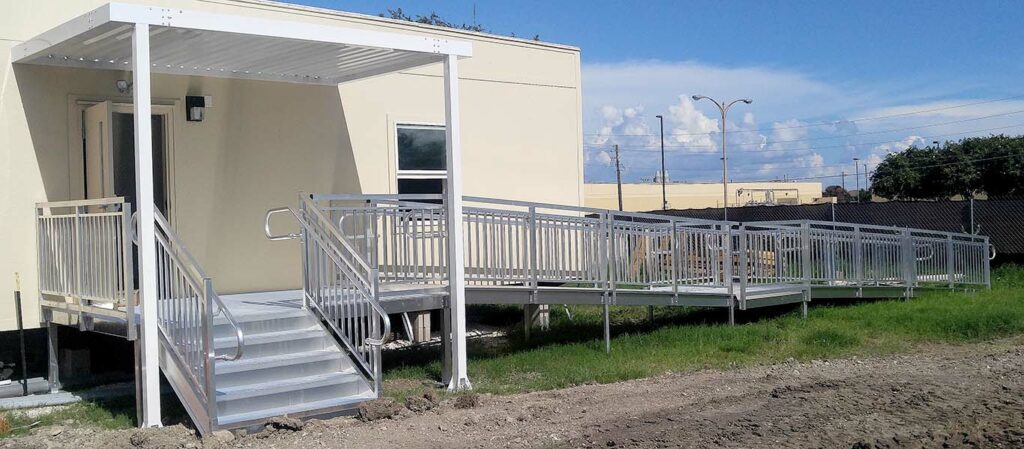 Step and APEX Ramp with Doorway Canopy Installation in Lackland AFB