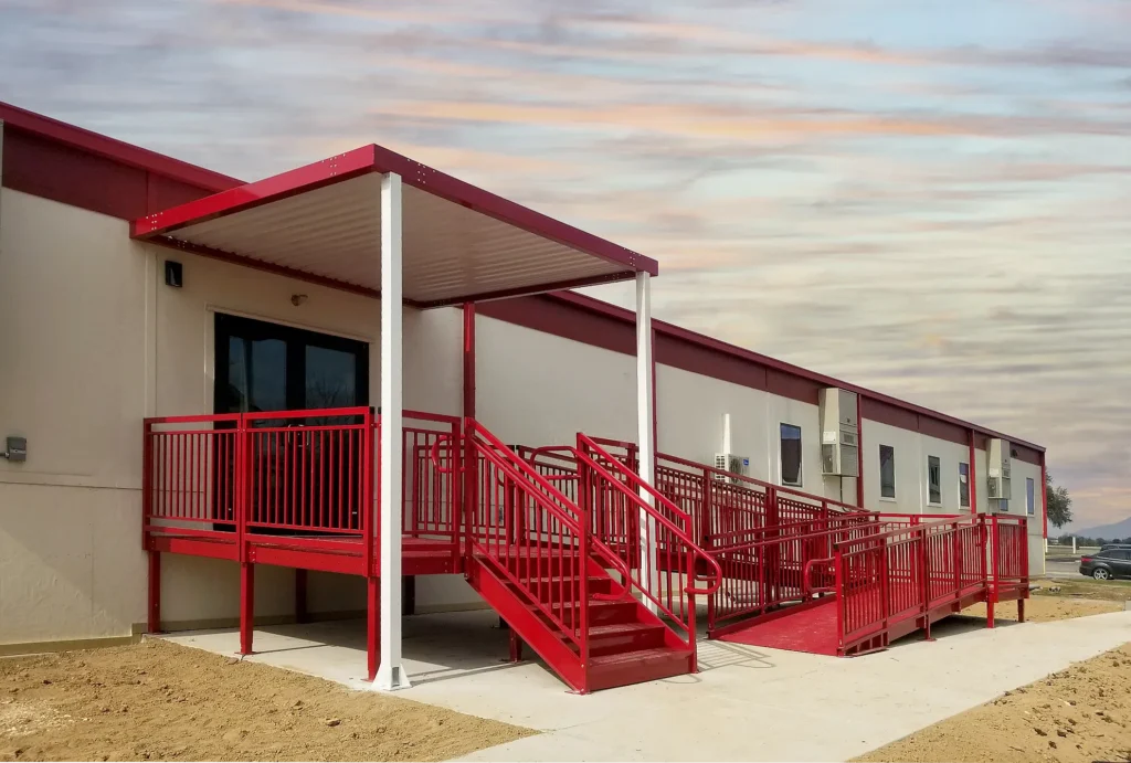 Custom-color-stairs-canopy-Ramp-Modular-install-AFB-TX