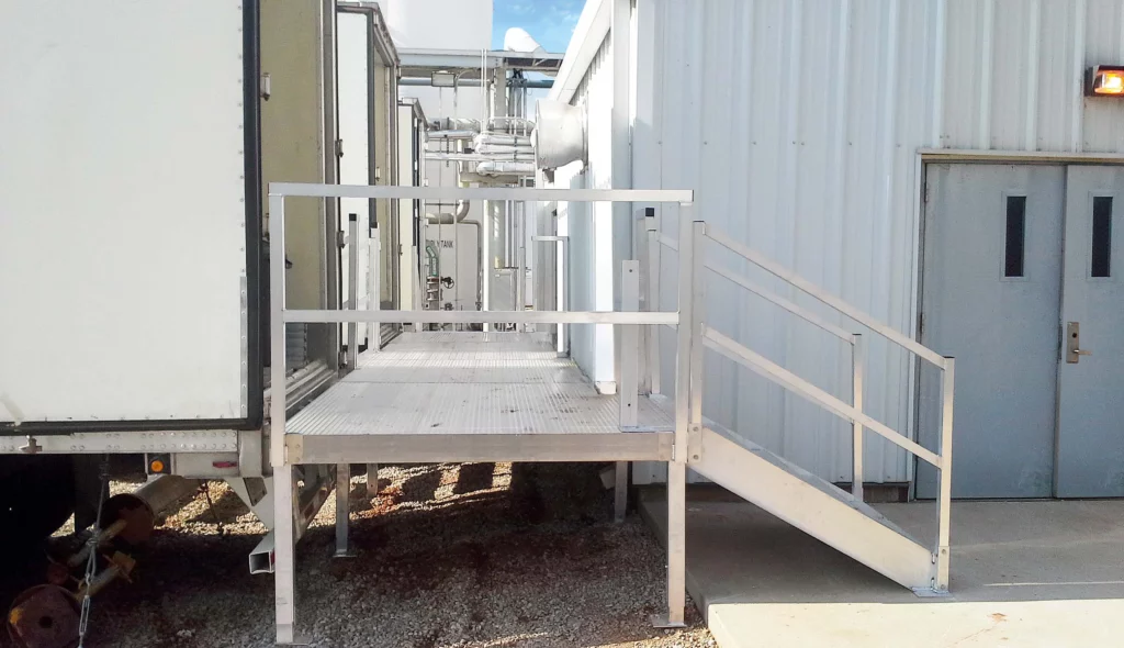 Truck loading stairs at wastewater treatment plant