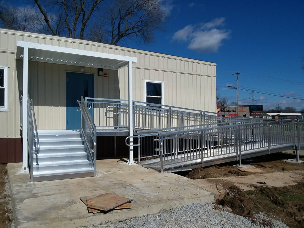 Entry Stairs, Wheelchair Ramp and Canopy Installation for Carroll HS – Dayton, OH