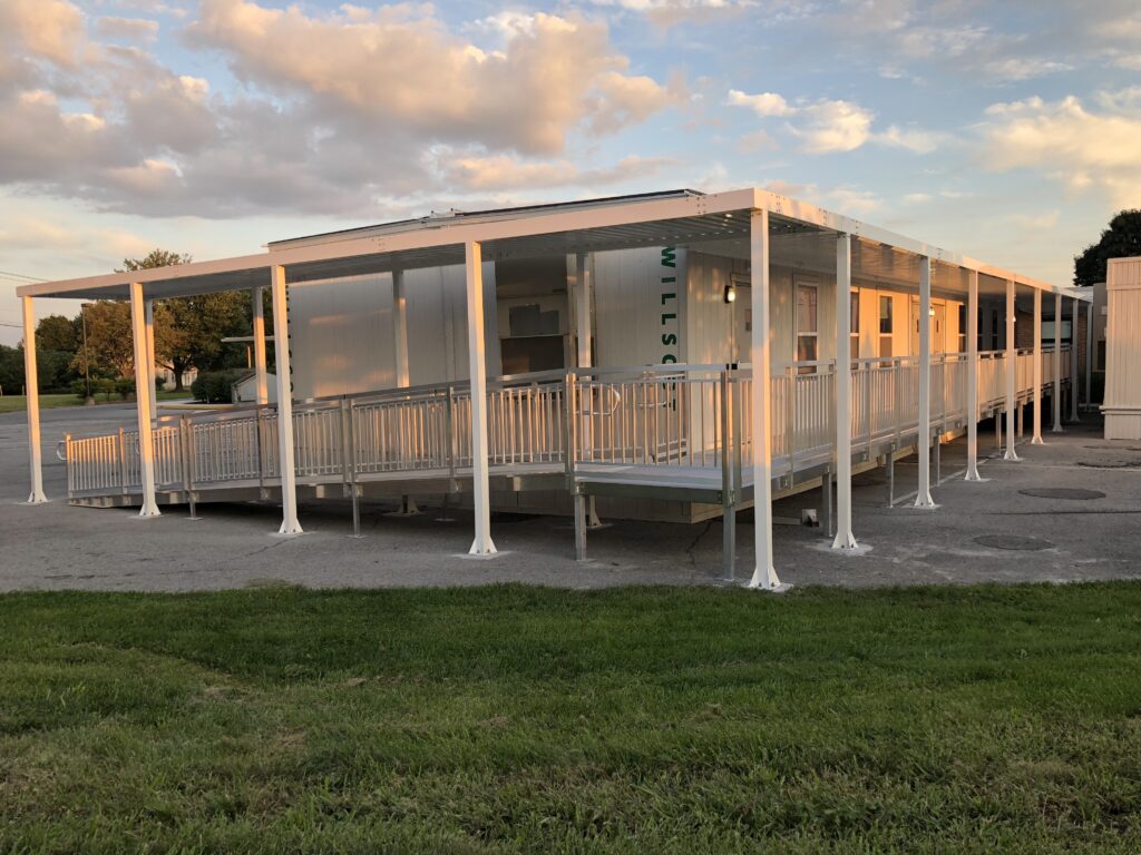 Wheelchair Ramp and Canopy Shelters Installation for Williams Scotsman, Allentown, PA