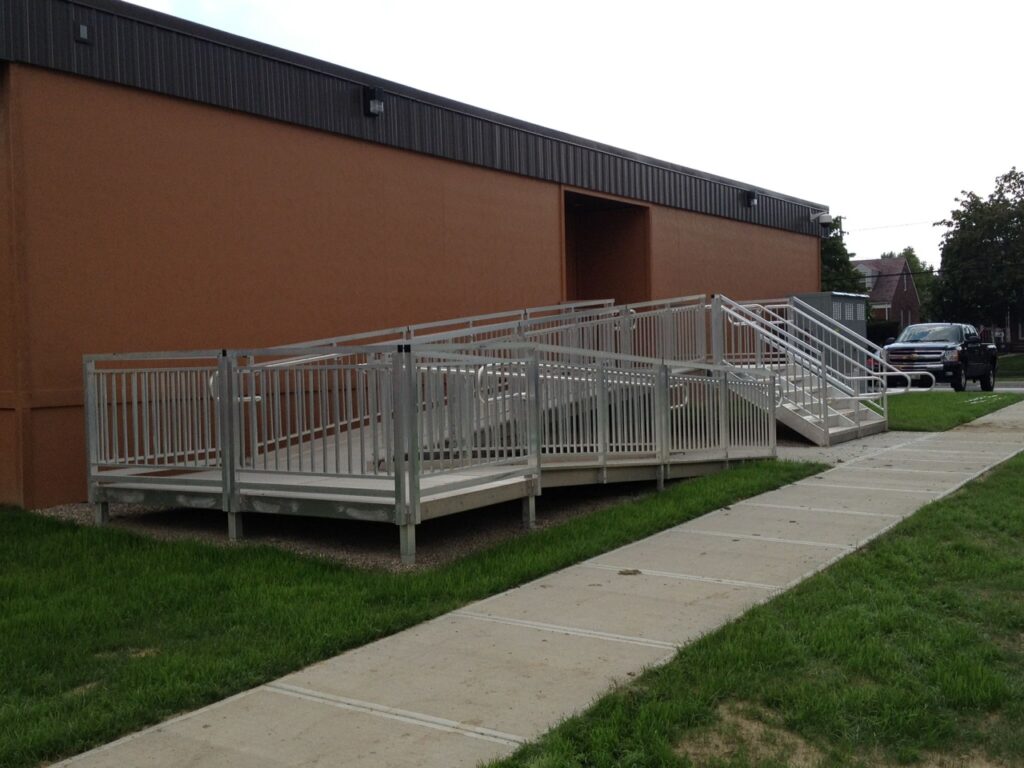 Wheelchair Ramp and Entry Stairs Installation for Cleveland Public Schools