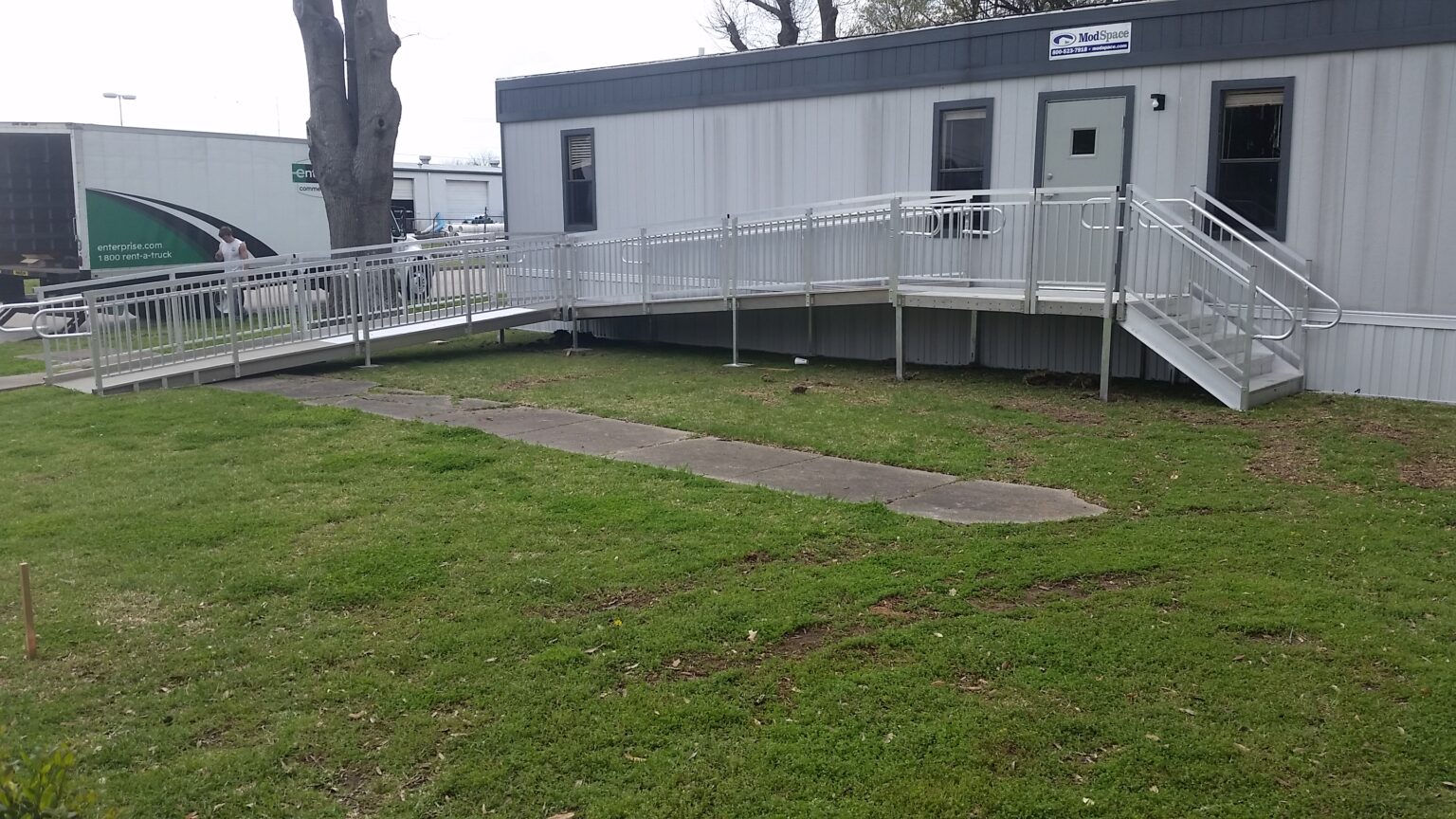 Modular Building ADA Ramp & Stairs - Upside Installation