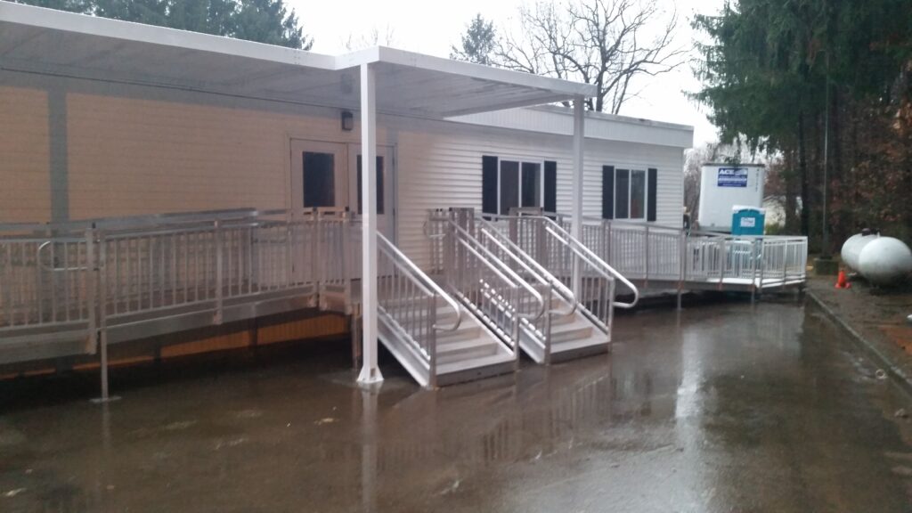 Modular Buildings Ramp, Stairs and Canopy Installation, Putnam CT