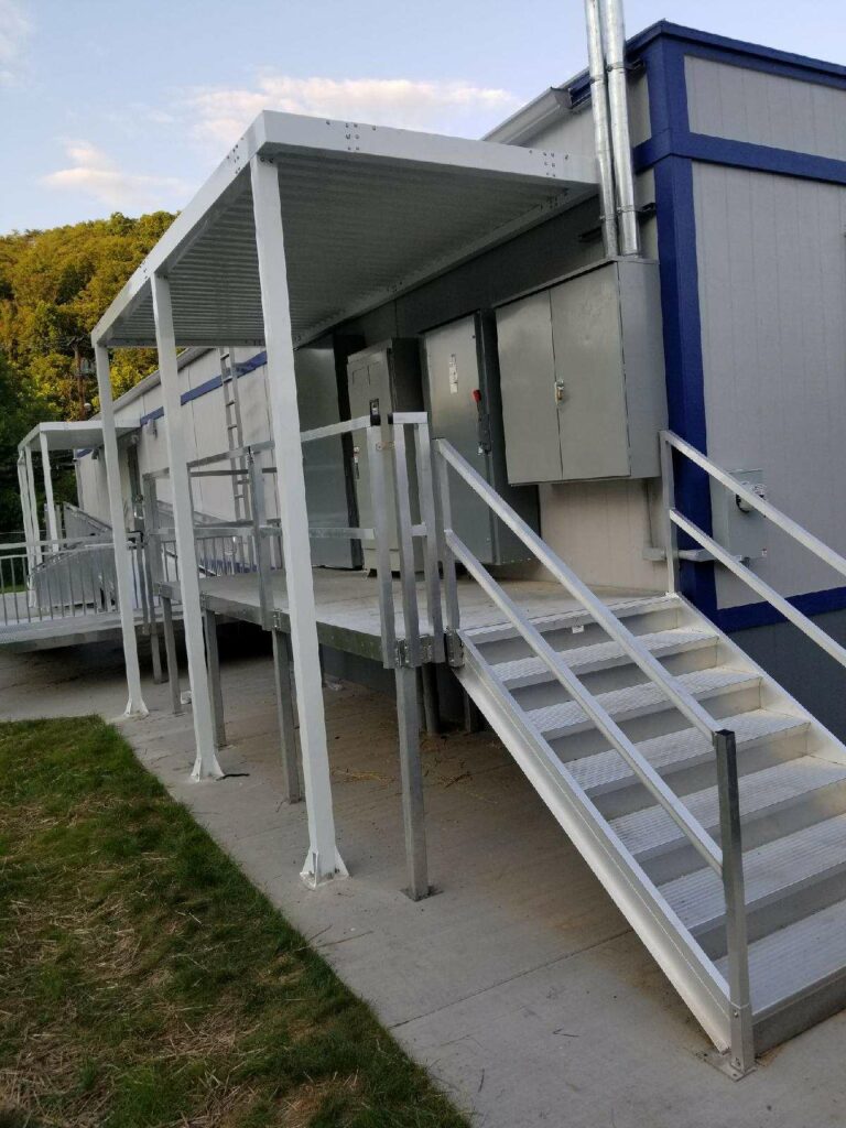 Industrial Stairs and Entry Canopy Installation for ModSpace