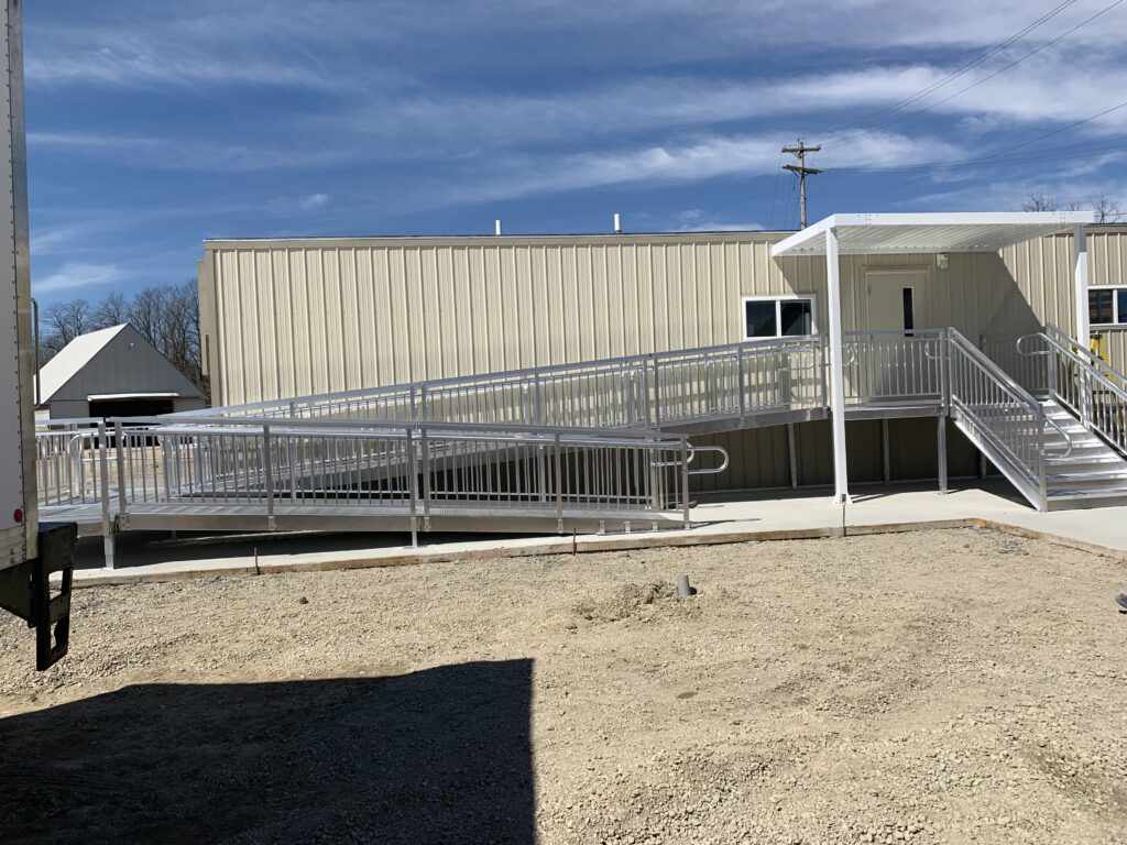 Entry Stairs, Wheelchair Ramp and Entry Canopy Installation for Pac-Van