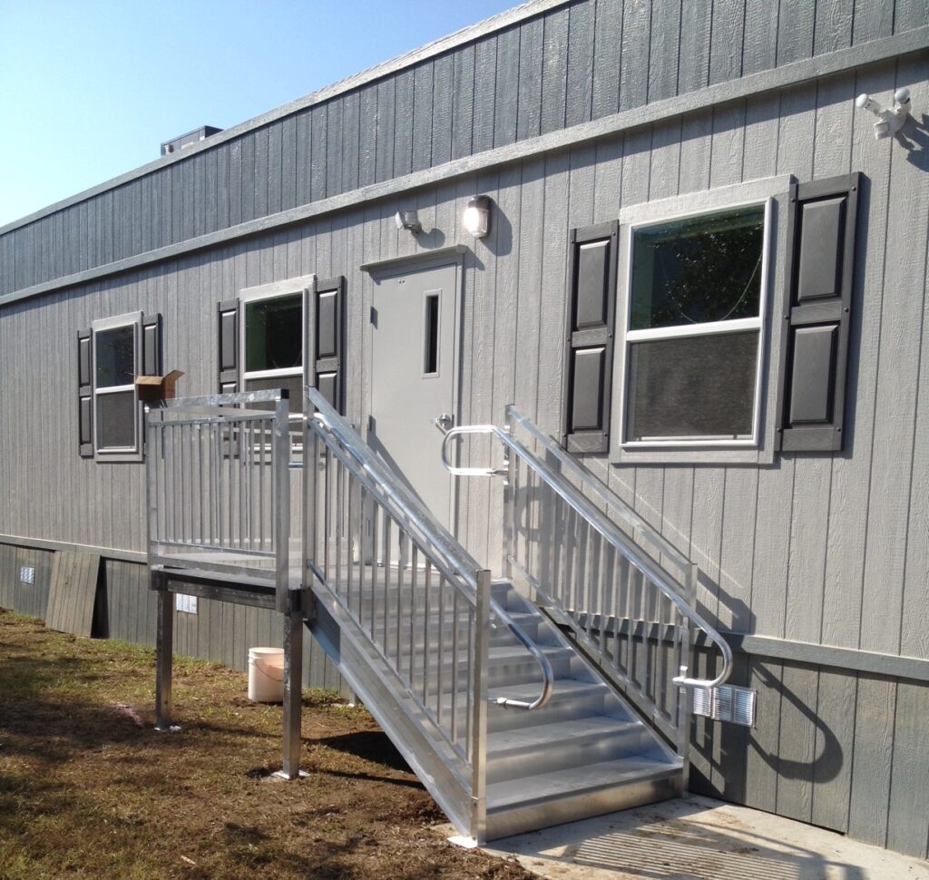 Modular Building Entry Stairs Installation