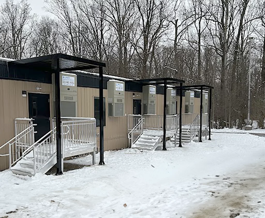 ADA Stairs & Entryway Canopies on a Modular Building