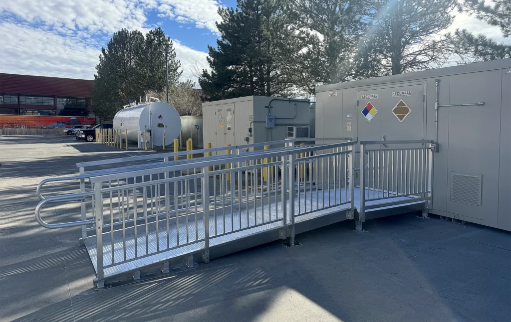 Portable Chemical Storage Building – Access Ramp Installation