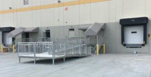 Warehouse personnel entry wheelchair ramp install