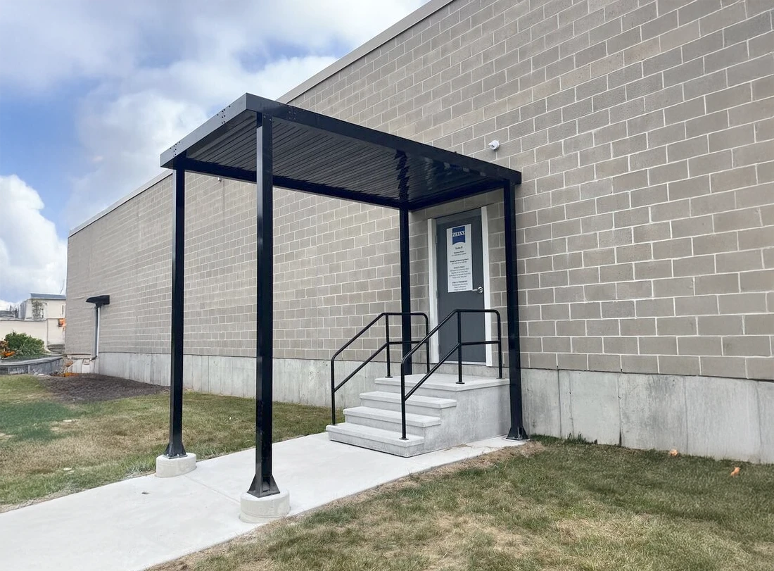 black entryway canopy