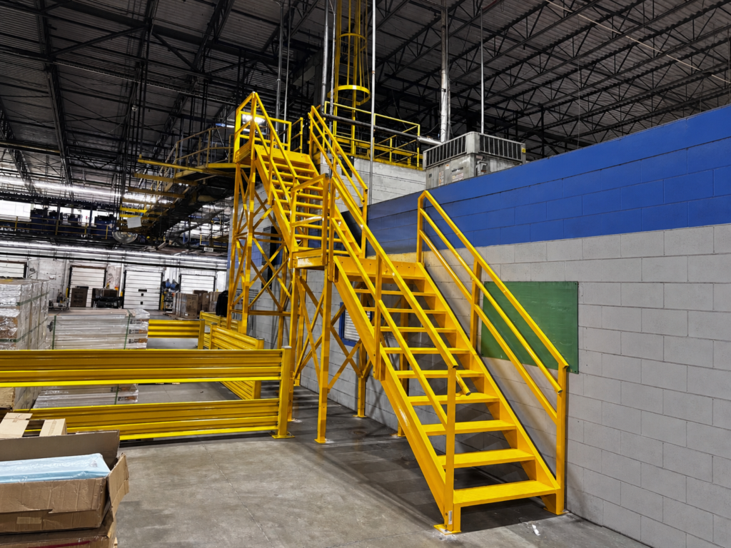 Custom Yellow Powder Coated Stair Tower