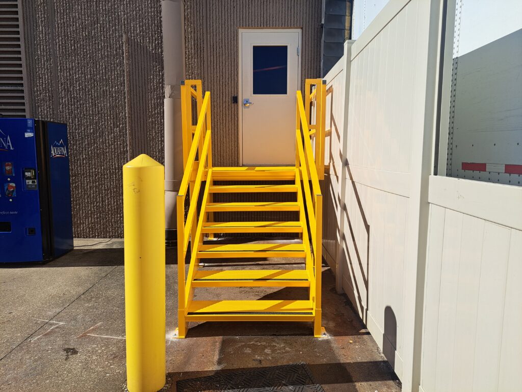 Custom Yellow Powder Coated Industrial Stair